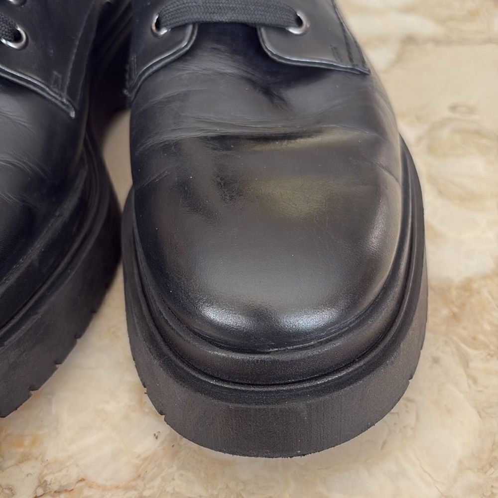 Zara Vegan Leather Chunky Lace Up Boots - Picture 11 of 12